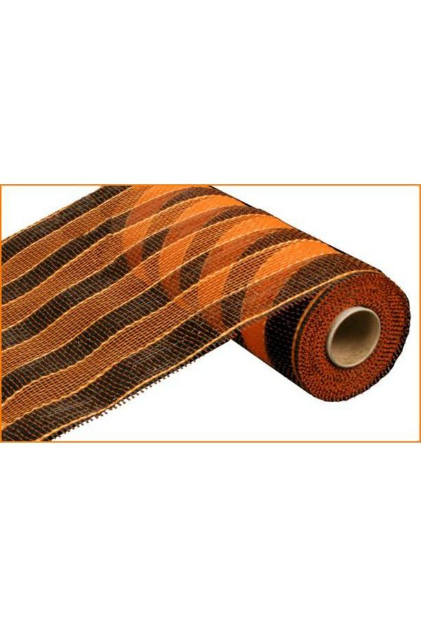 10&#x22; Poly Deco Mesh Ribbon: Orange and Black Stripes