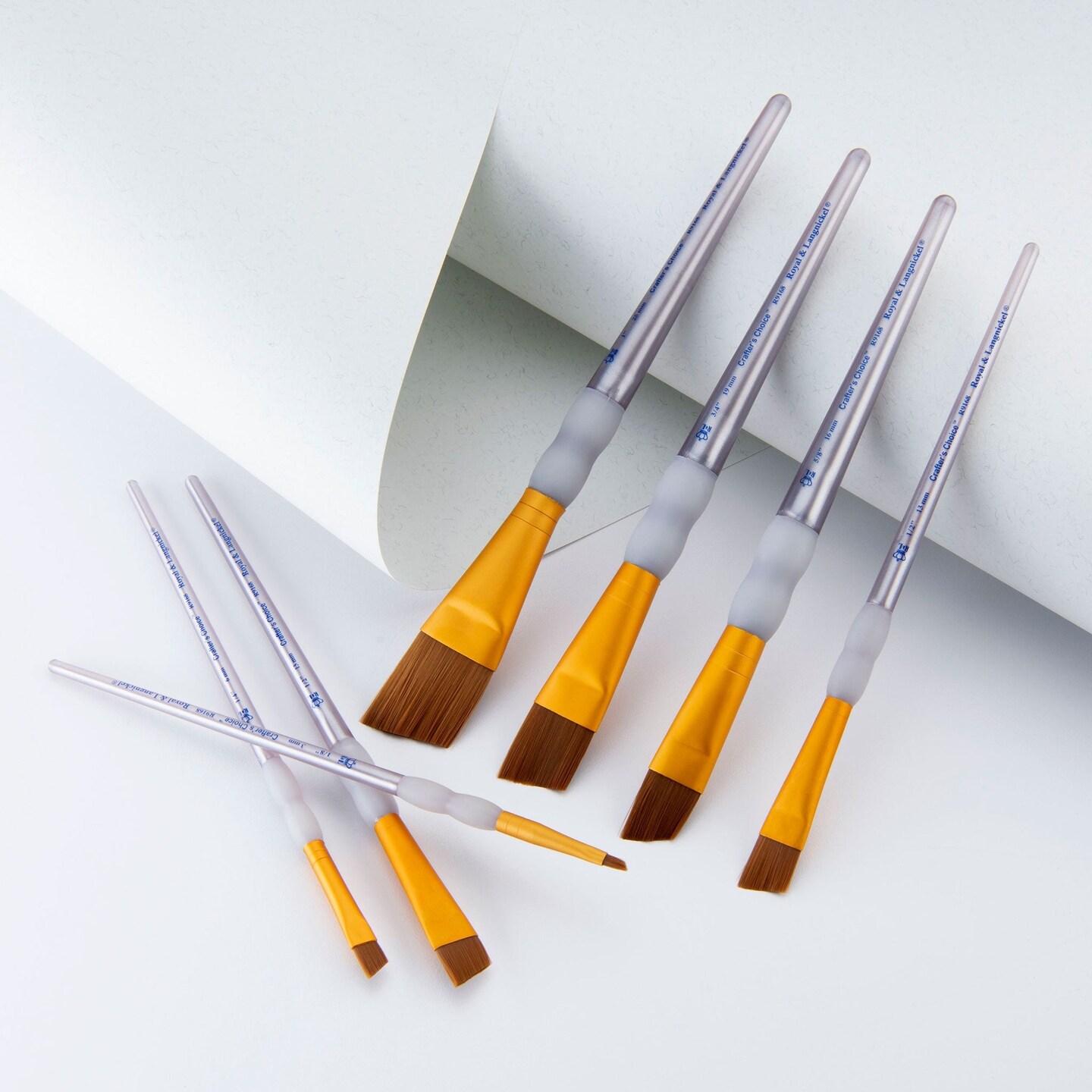 RCC 312 | Crafter's Choice™ 7pc Brown Taklon Angular Brush Set