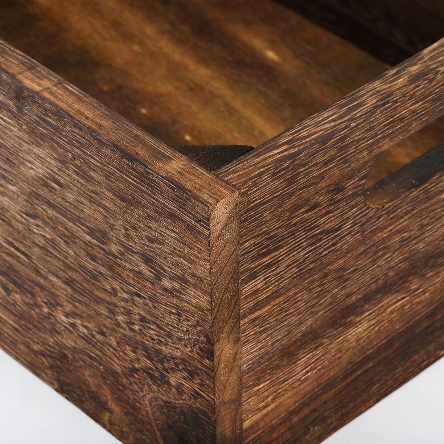 Set of 3 Wood Nesting Storage Crates with Handles, Decorative Farmhouse Wooden Crates Storage Containers Rustic Handmade Natural Solid Wood Basket