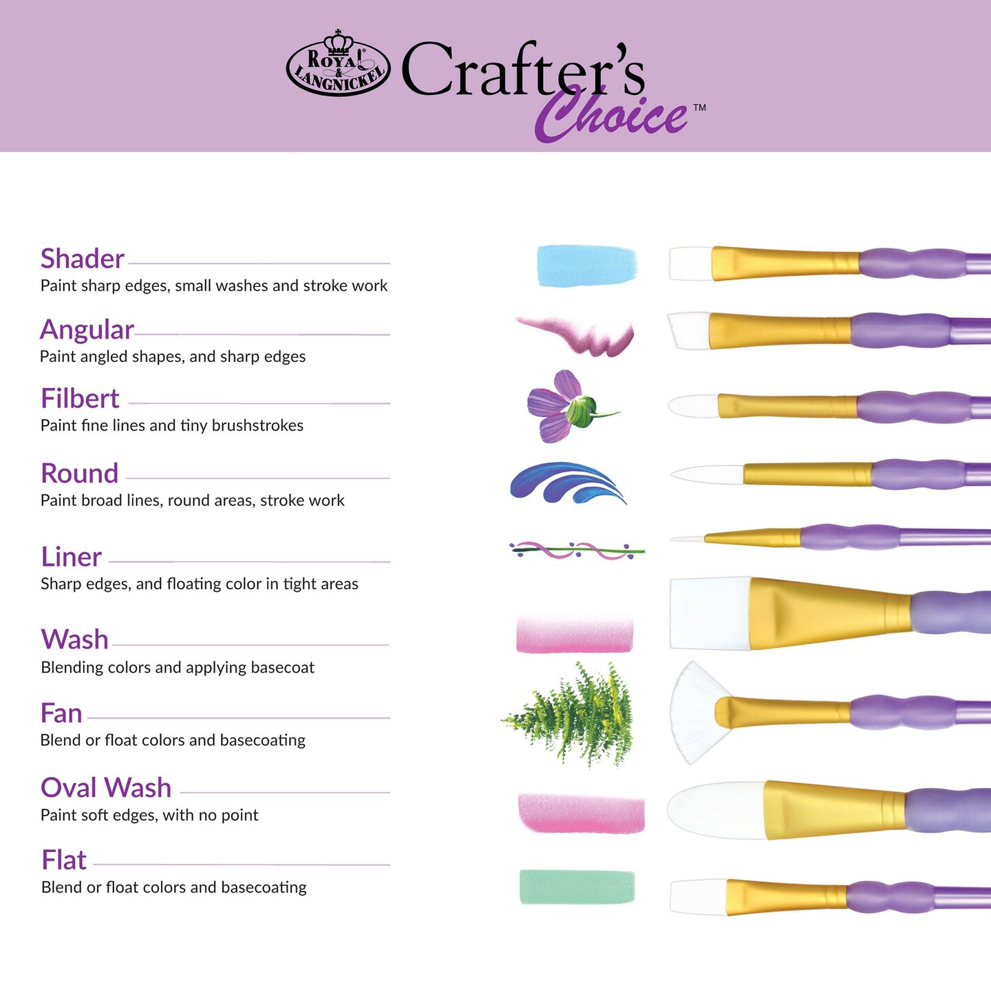 RCC 308 | Crafter's Choice™ 7pc White Taklon Angular Brush Set