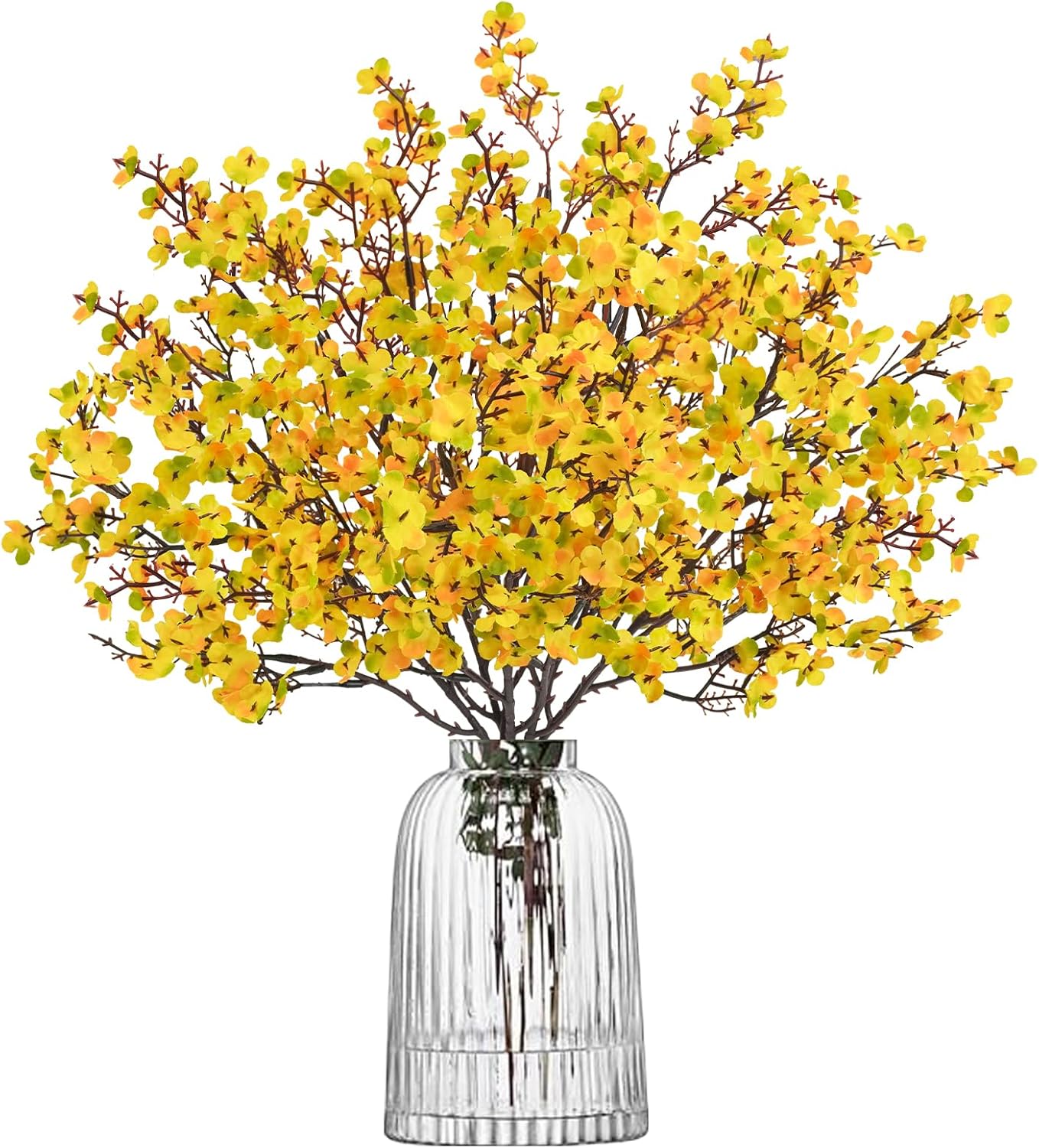6Pcs Artificial Fall Flowers Babys Breath Flower Bulk Fake Silk Flowers Artificial Gypsophila Bouquet Floral for Home Festival Wedding Party Kitchen Bedroom Xmas D&#xE9;cor (Orange)