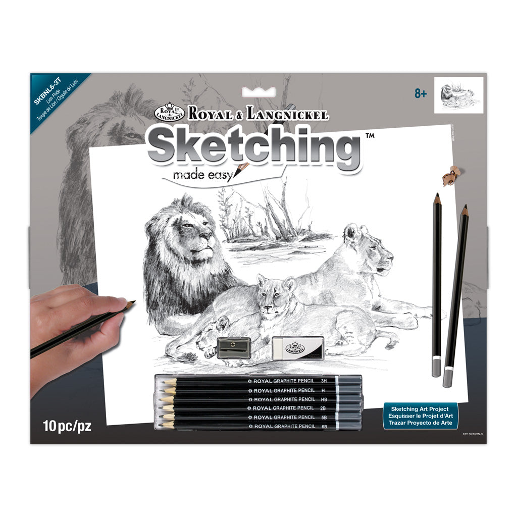 SKBNL6 | Sketching Made Easy™ Lion Pride 10pc 11.25" x 15.375" Sketching Art Project
