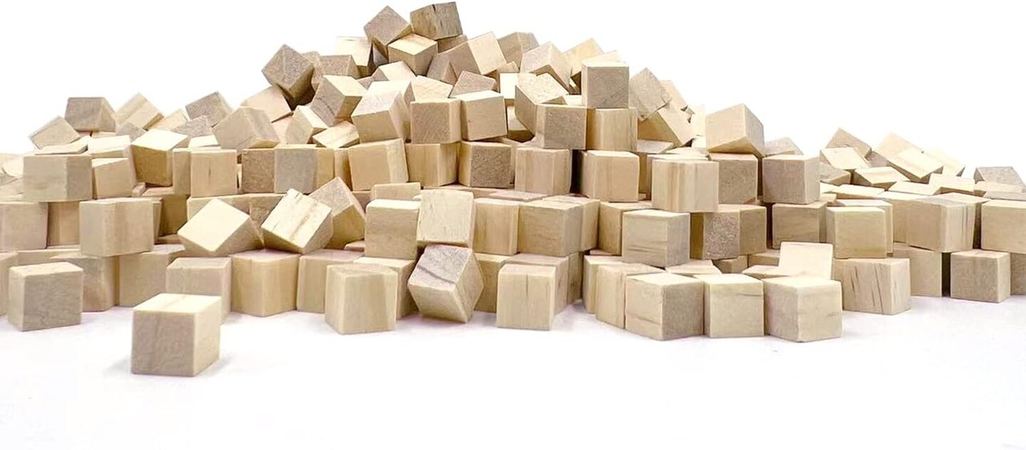 Wood Blocks for Crafts, Unfinished Wood Cubes, 1cm Natural Wooden Blocks