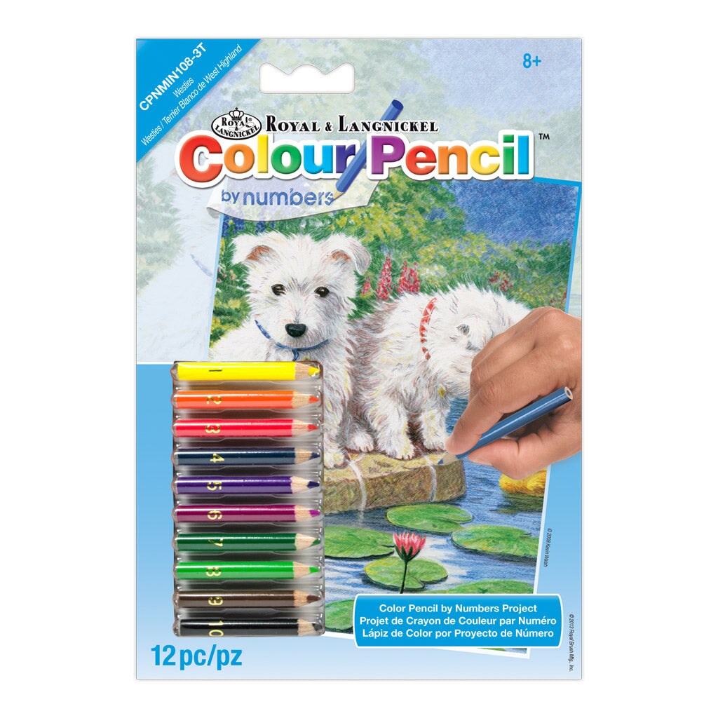 CPNMIN-108 | Colour Pencil by numbers™ 12pc 5" x 7" Westies Project