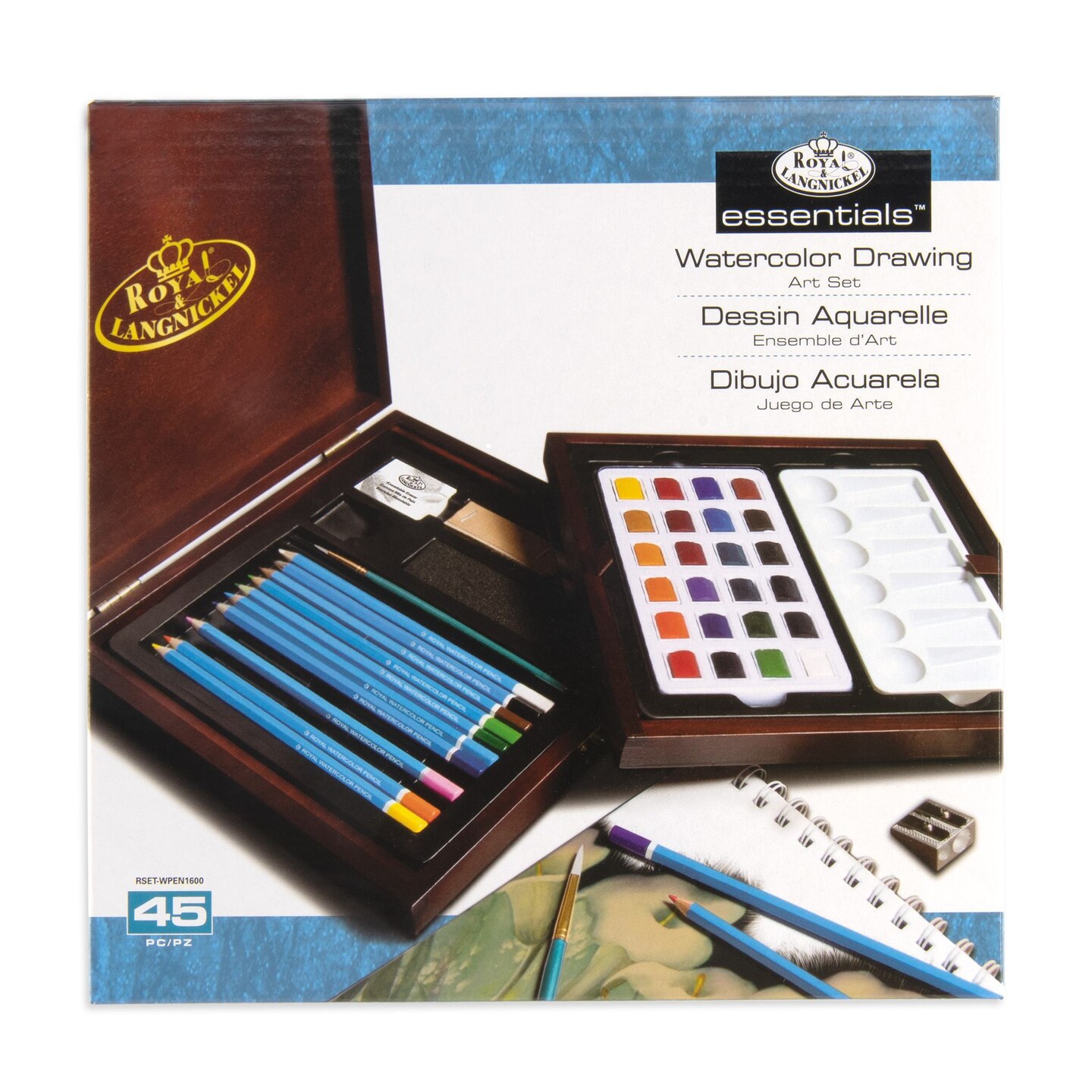 RSET-WPEN1600 | Essentials™ 45pc Watercolor Drawing Travel Art Set