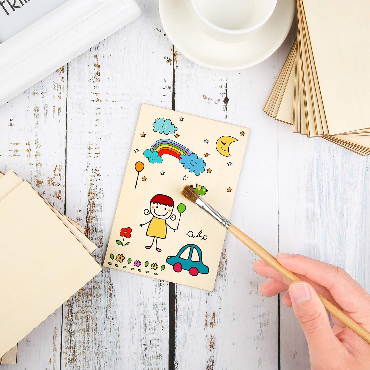 60 Pieces 6 x 4 Inch Rectangle Unfinished Wood Pieces Blank Sharp