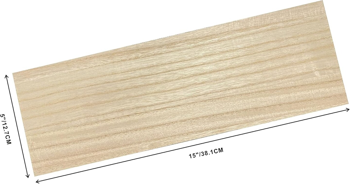 6 Pack Veneered MDF Double Sided Paulownia Wood,MDF Core,6.4mm 1/4th Inch, 5"x15"