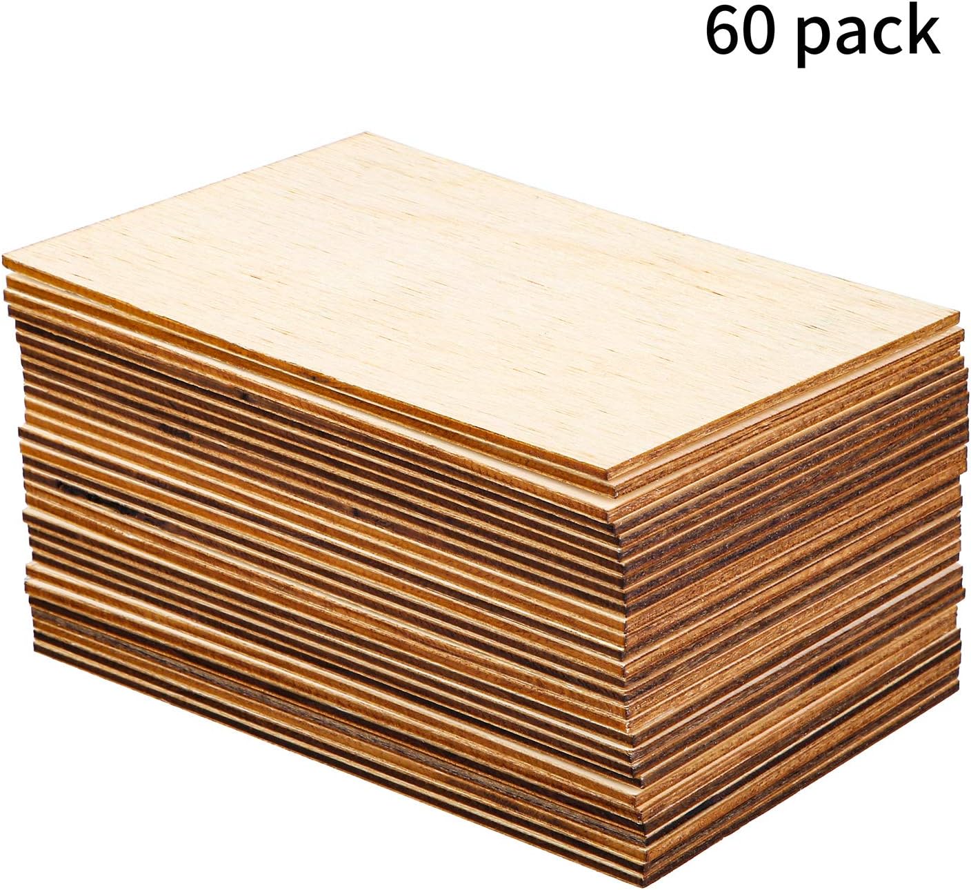 60 Pieces 6 x 4 Inch Rectangle Unfinished Wood Pieces Blank Sharp
