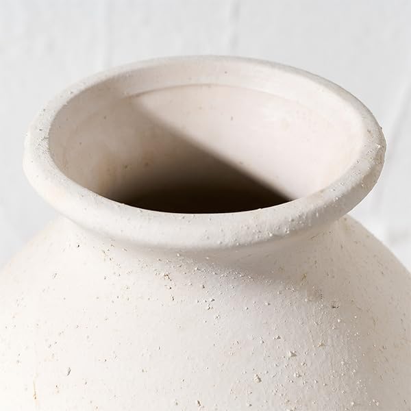 Ceramic Rustic Farmhouse Vase (Off-White) 9.2 inch