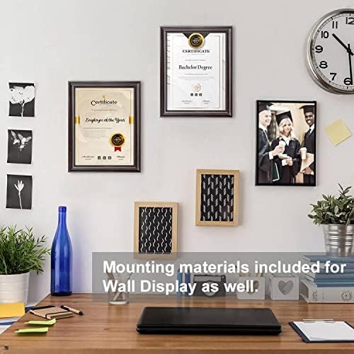 Document Diploma Picture Frames 8.5x11,Brown Wood Grain,4 Pack