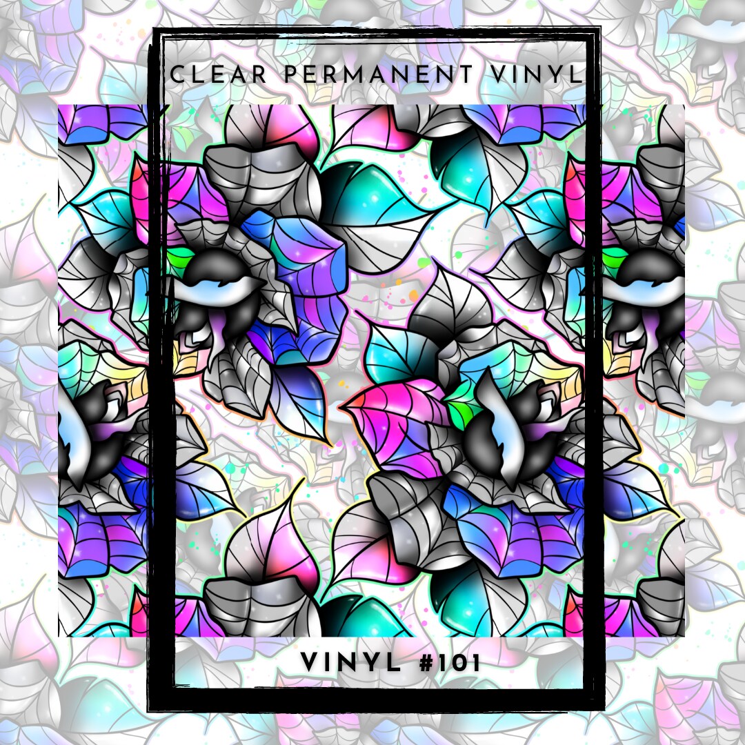 #101 CLEAR Stained Glass Rose- August Maker 2023 12x12 Pattern Vinyl