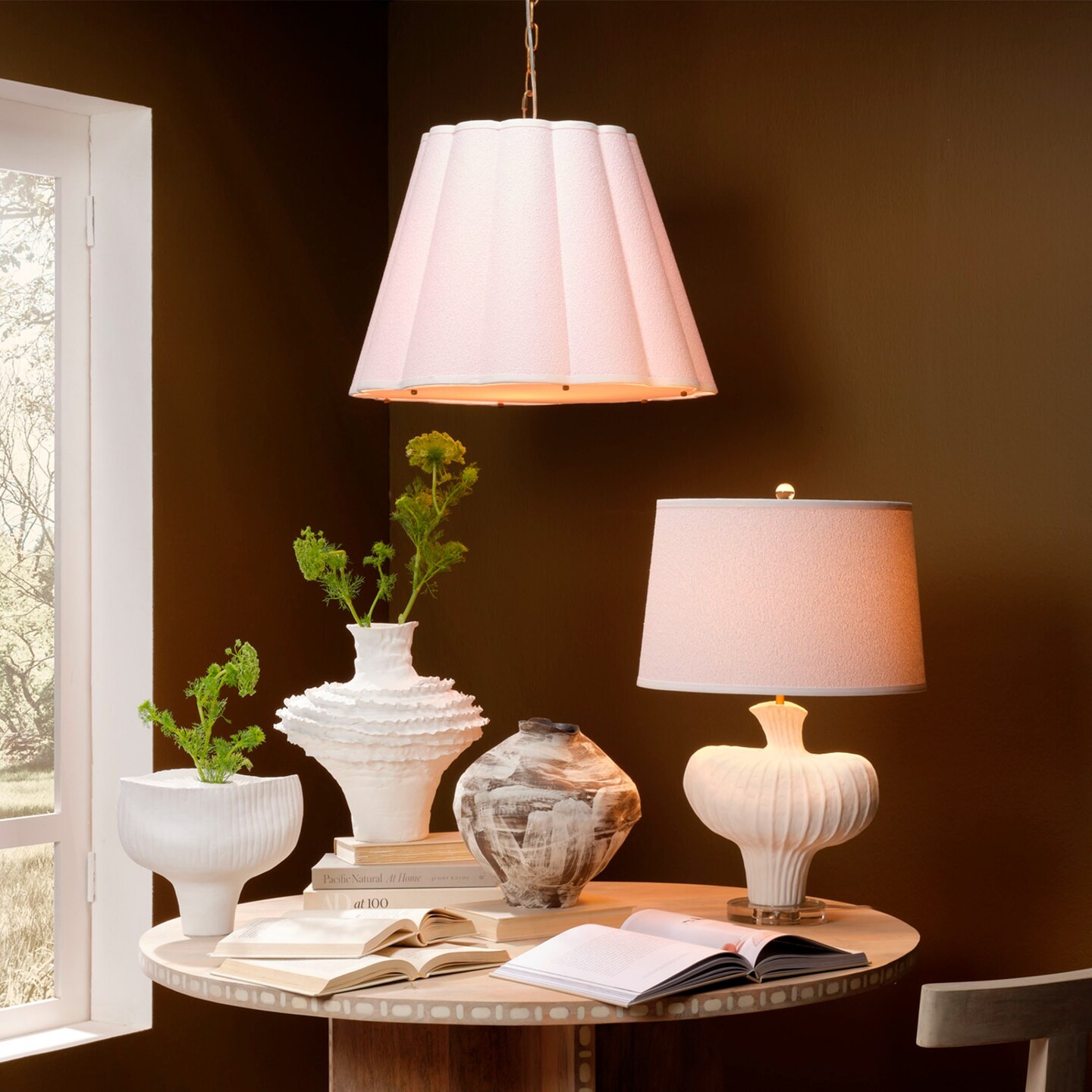 Jamie Young Company 1-Light Scalloped Ceiling Light Fixture - 7.5&#x27; - White