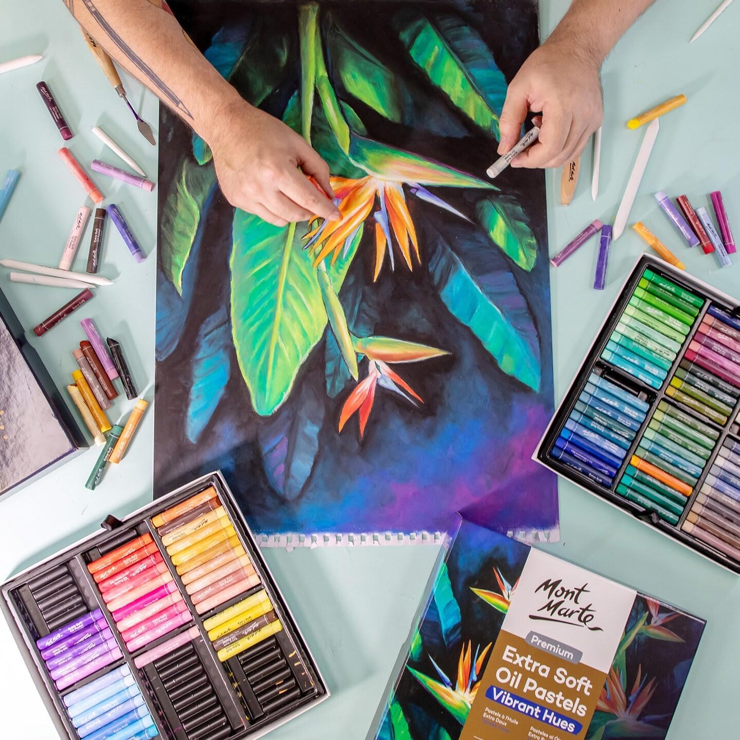 Extra Soft Oil Pastels 52pc, Assorted Bright Colors, Vibrant and Buttery, Versatile Art Pastels for Blending, Layering &#x26; Shading, Ideal for Art, Craft, Coloring and Sketching