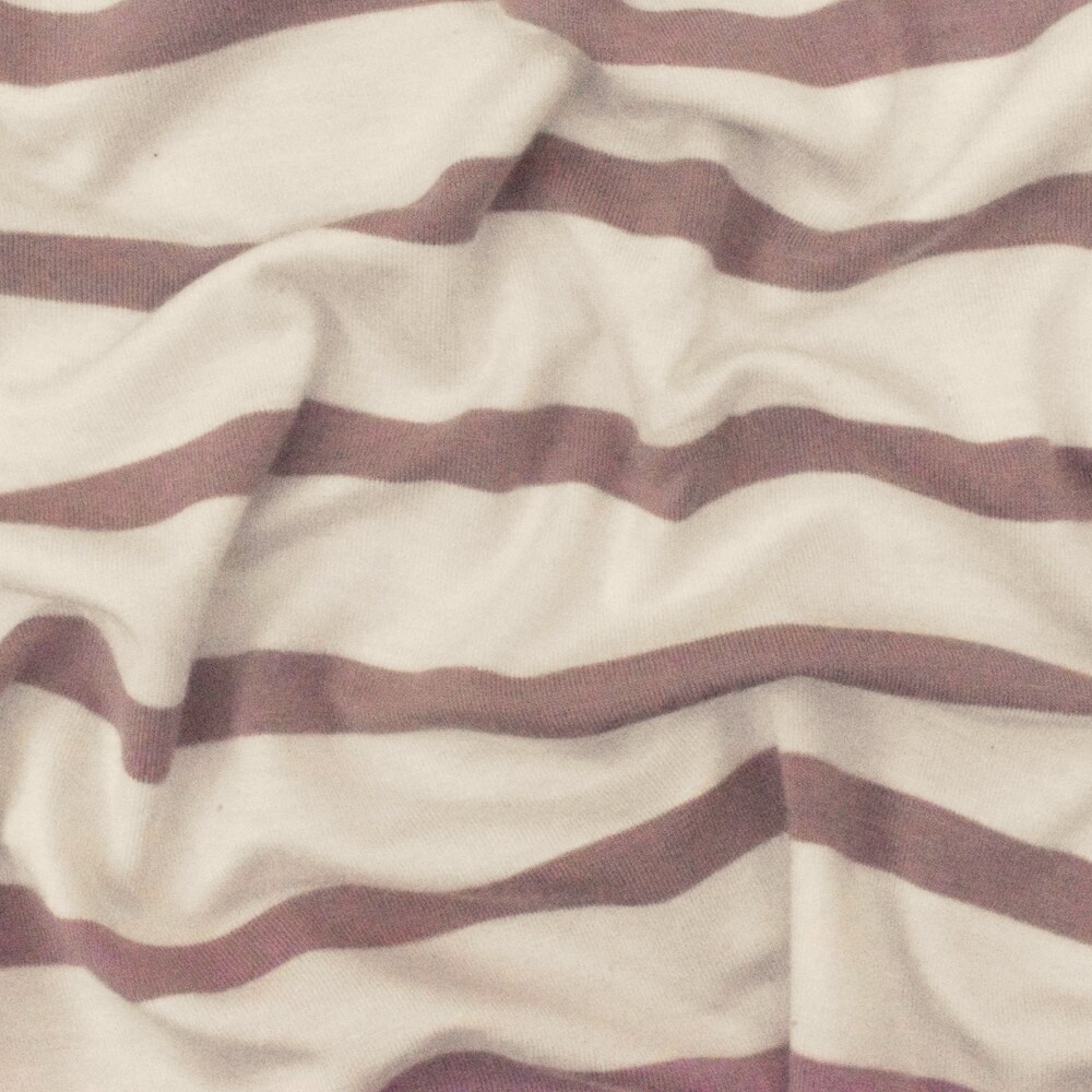 Pink-Ivory Stripe Stretch Spandex Rayon Modal Jersey Knit Fabric By the Yard