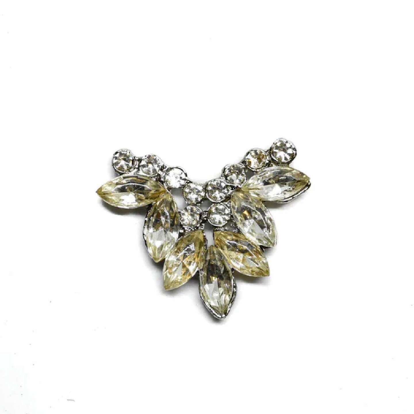 Floral Rhinestone Buckle Brooch For Dresses DIY Crafts Decorations 2 Inch X 1 1/2 Inch