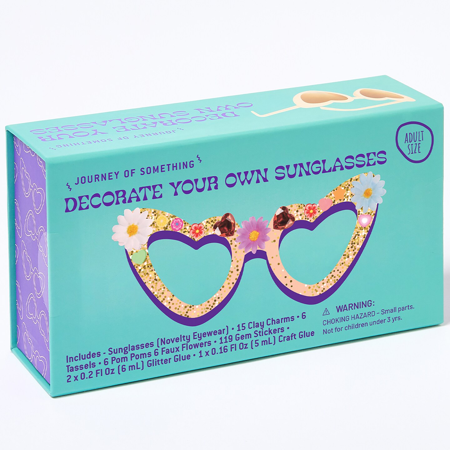 Journey of Something: Decorate Your Own Sunglasses - Heart Eyewear, DIY Adult Craft Kit, Stylish Wearable Art, Charms-Poms-Tassels-Stickers-Glitter