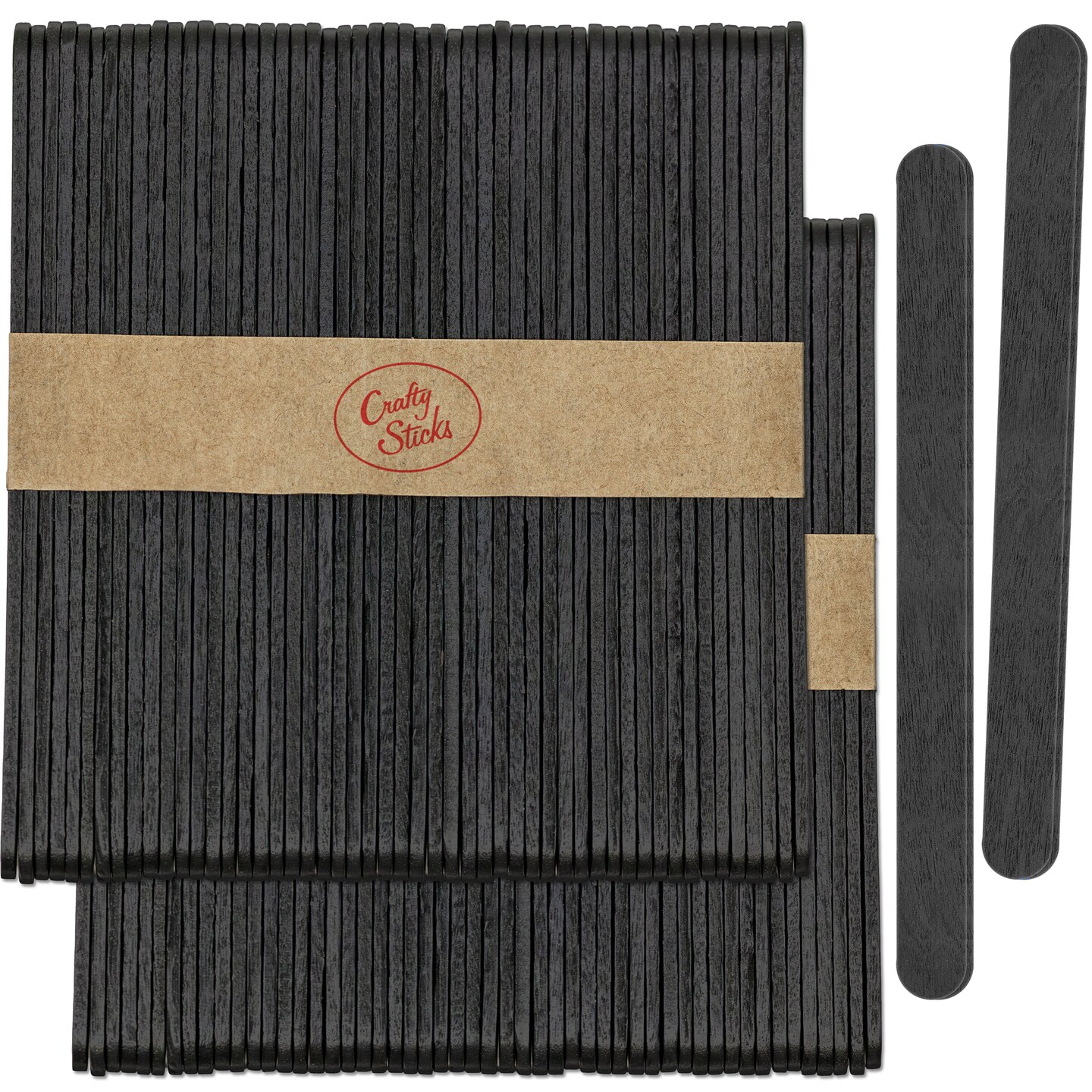 CraftySticks Colored Wood Craft Sticks 4.5 Inch, Red Orange Yellow Green Blue Purple White Black Pink Brown Popsicle Sticks