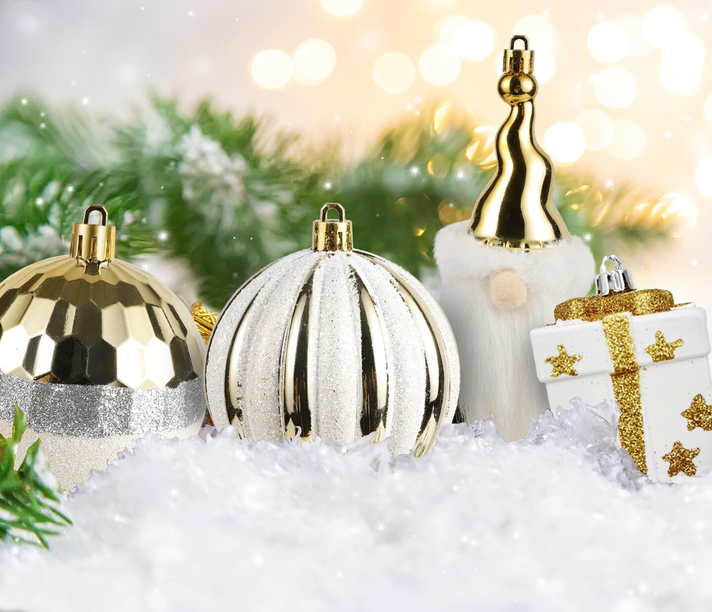 68 ct Christmas Ball Ornaments Set (White)