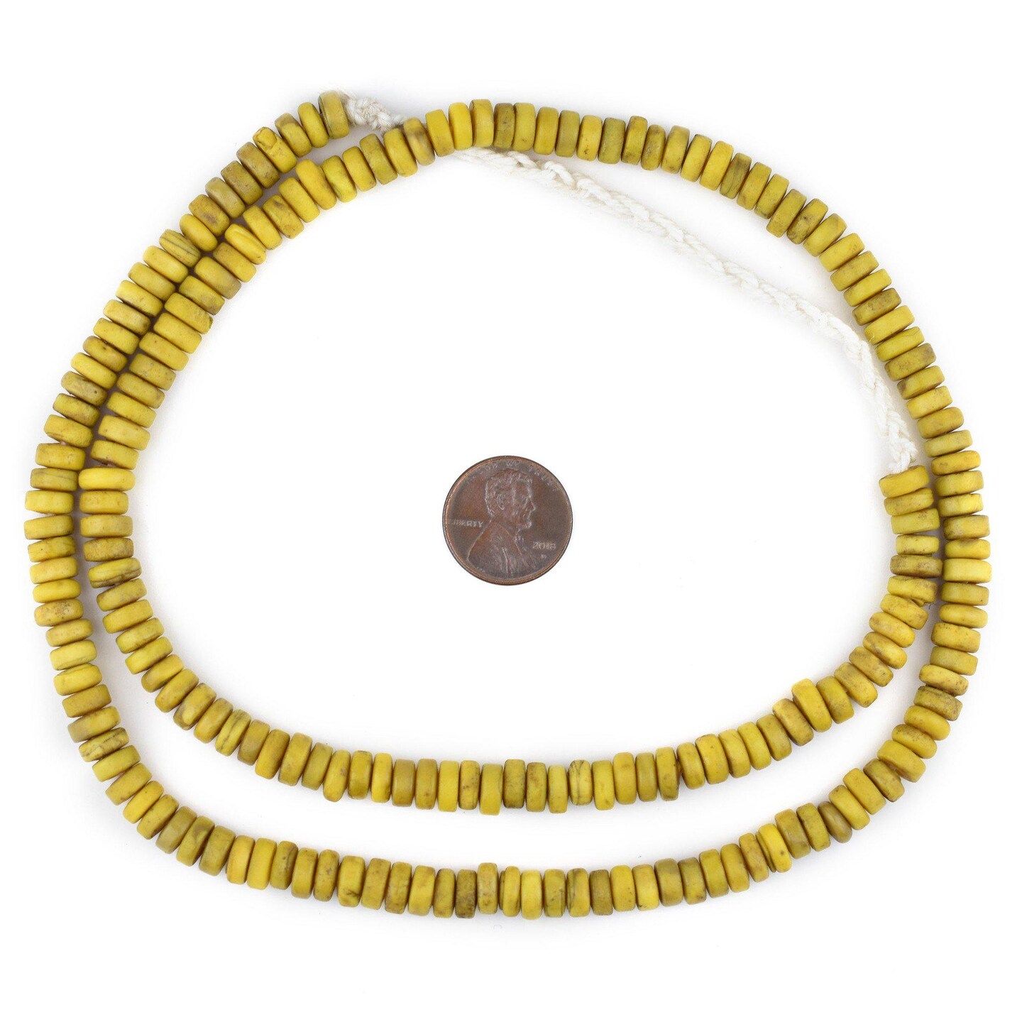 The Bead Chest Vintage-Style Yellow Java Glass Button Beads (8mm)