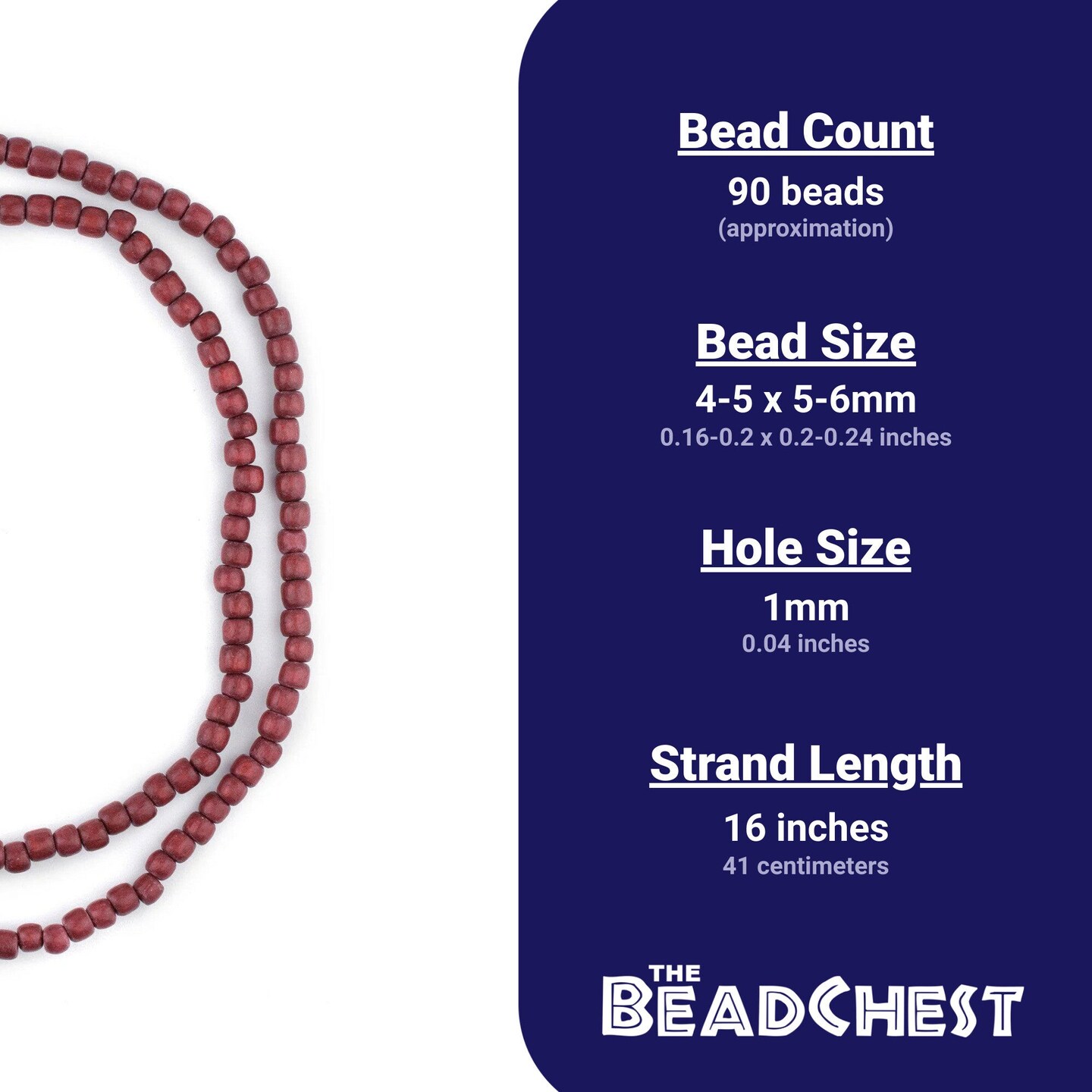 The Bead Chest Cherry Red Nugget Natural Wood Beads (5mm): Organic Eco-Friendly Wooden Bead Strand for DIY Jewelry, Crafts, Necklace and Bracelet Making