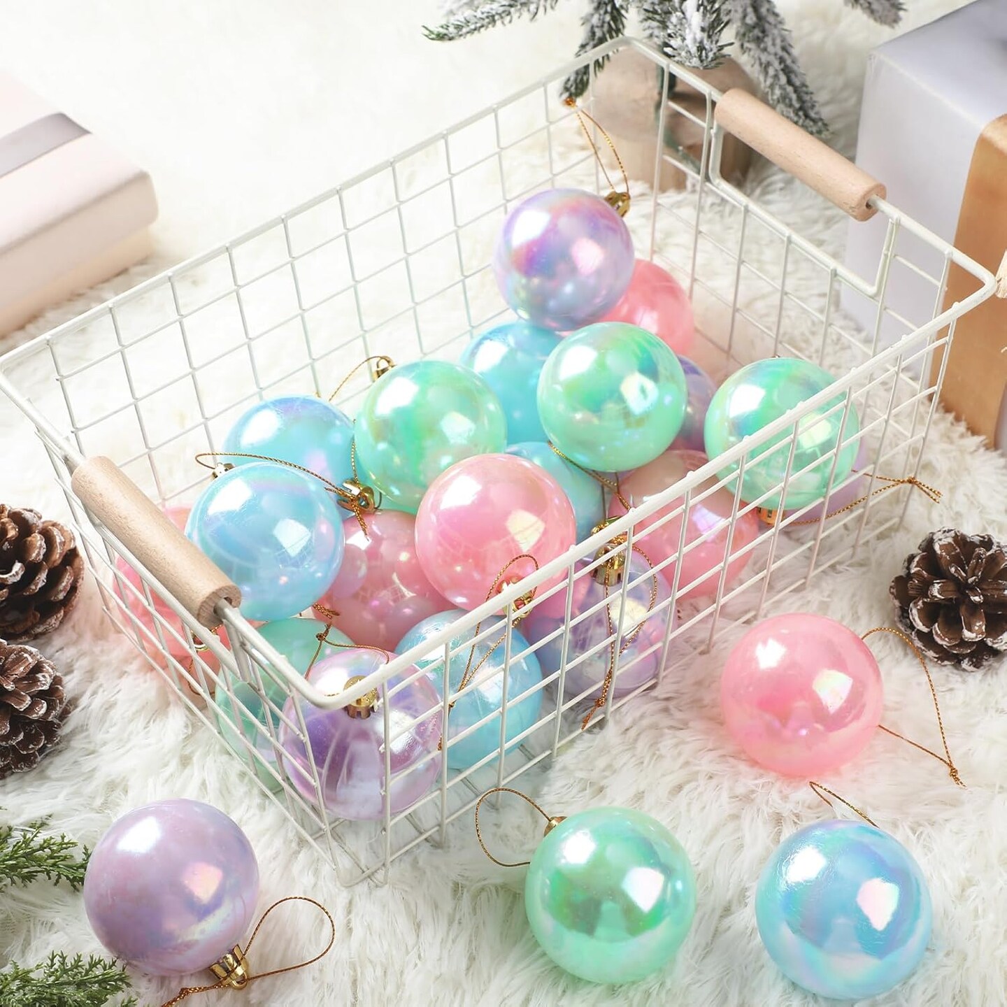 24 Pcs Pastel Christmas Ball Ornaments 2.36 Inch