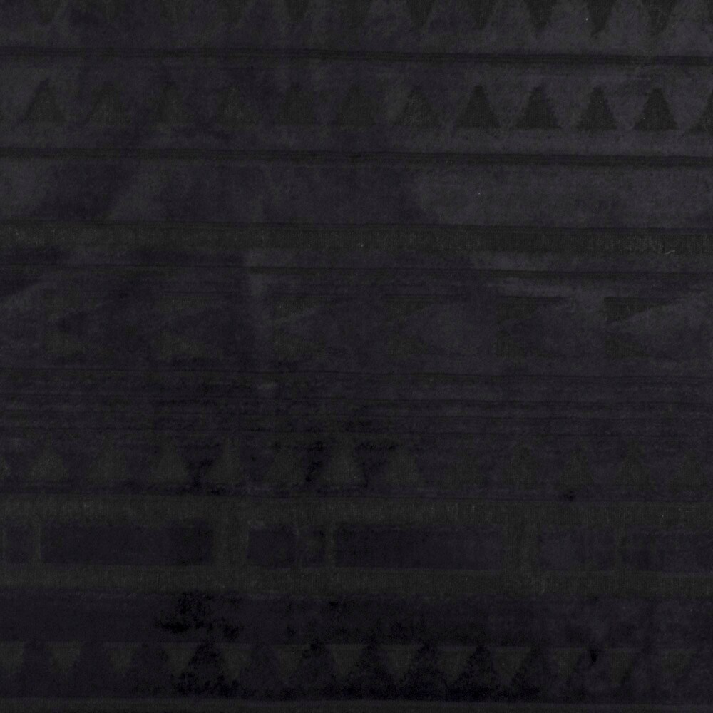 Mystical Black-Black Aztec Velvet Burnout Bonded Fabric By the Yard
