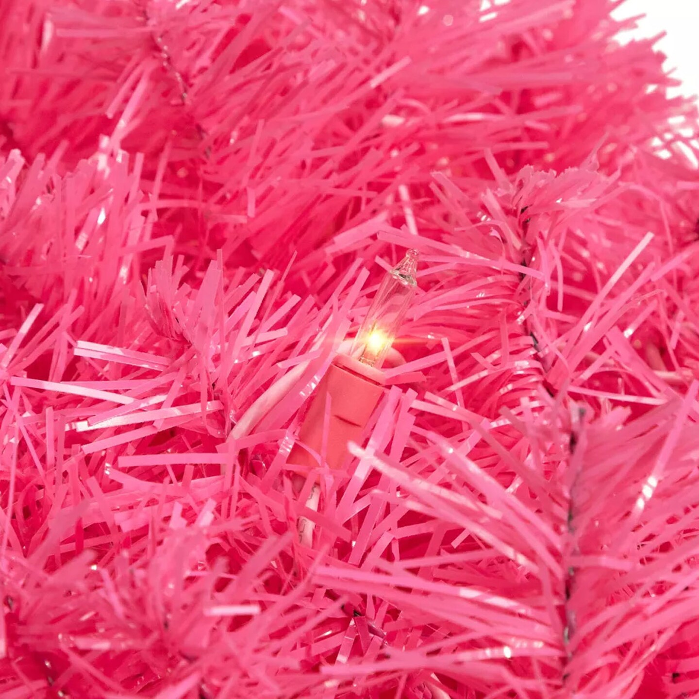 Northlight Pre-Lit Tinsel Artificial Christmas Wreath 24" Pink Clear Lights