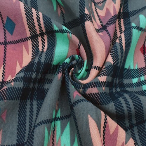 Coral/Multi Tribal Printed Cotton Shirting Woven Fabric By the Yard