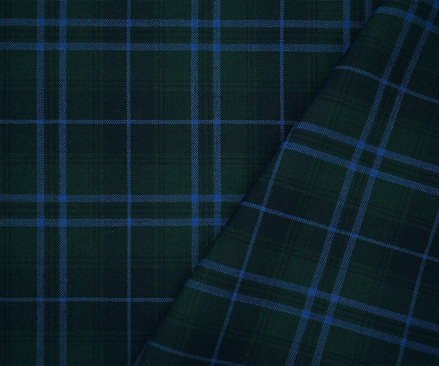 Green-Blue-Multi Poly-Wool Plaid Check Shirting Woven Fabric By the Yard