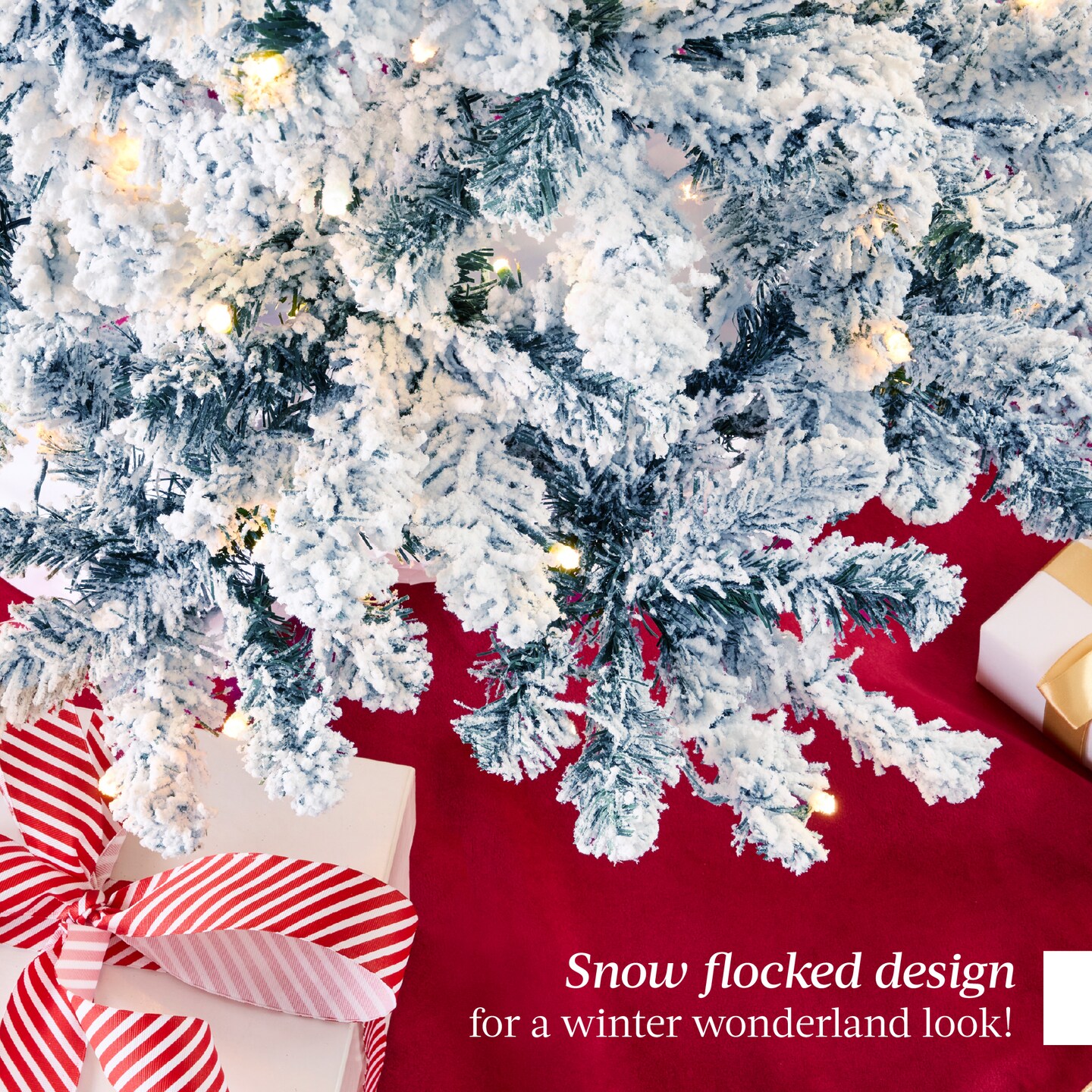 Best Choice Products Pre-Lit Ice Blue Christmas Pine Tree w/ Flocked Branches, Warm-White Lights