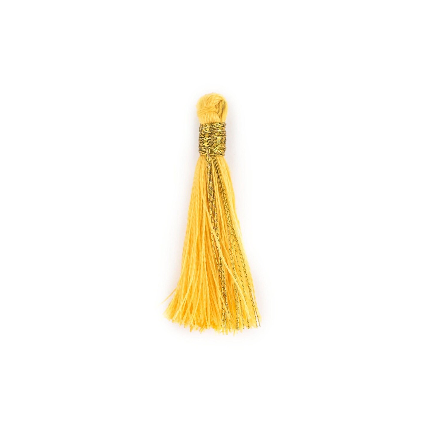 The Bead Chest Yellow 3cm Silk Tassels (5 Pack)