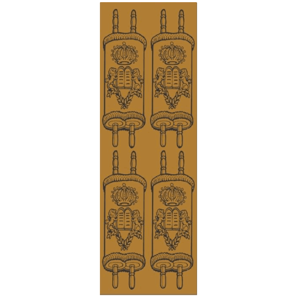 Sefer Torah Die-Cut Sticker – Gold Foil (Large) 4" – 6 Sheets | Judaica Decorative Stickers for Crafts & Classrooms