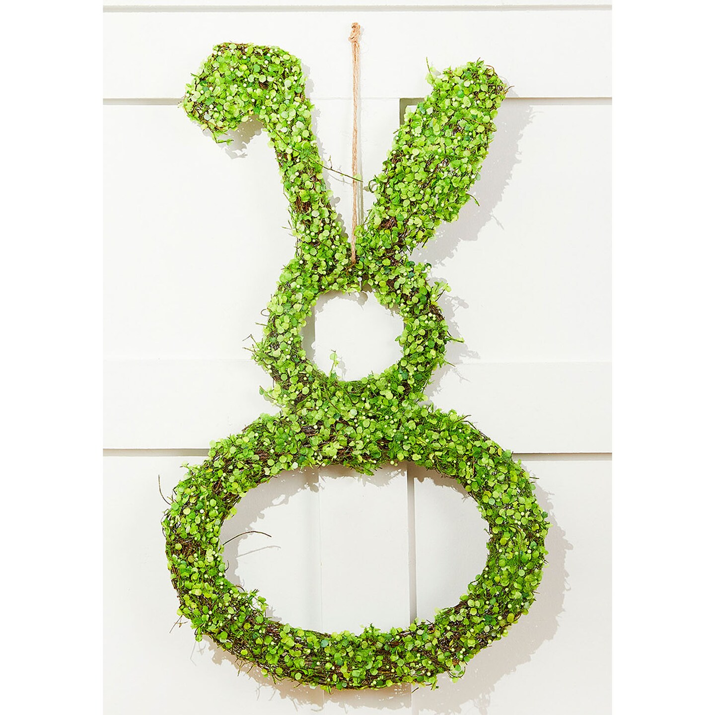 20" Thick Angel Vine Rabbit Wreath with Jute Hanger Rustic Easter & Spring Décor