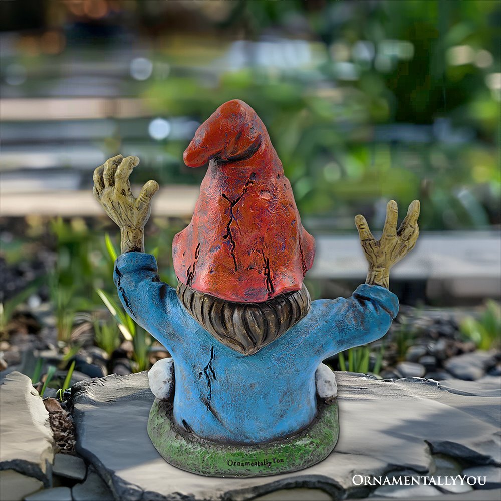 Zombie Gnome Garden Statue, 8&#x22; Outdoor Halloween Figurine Yard Decoration