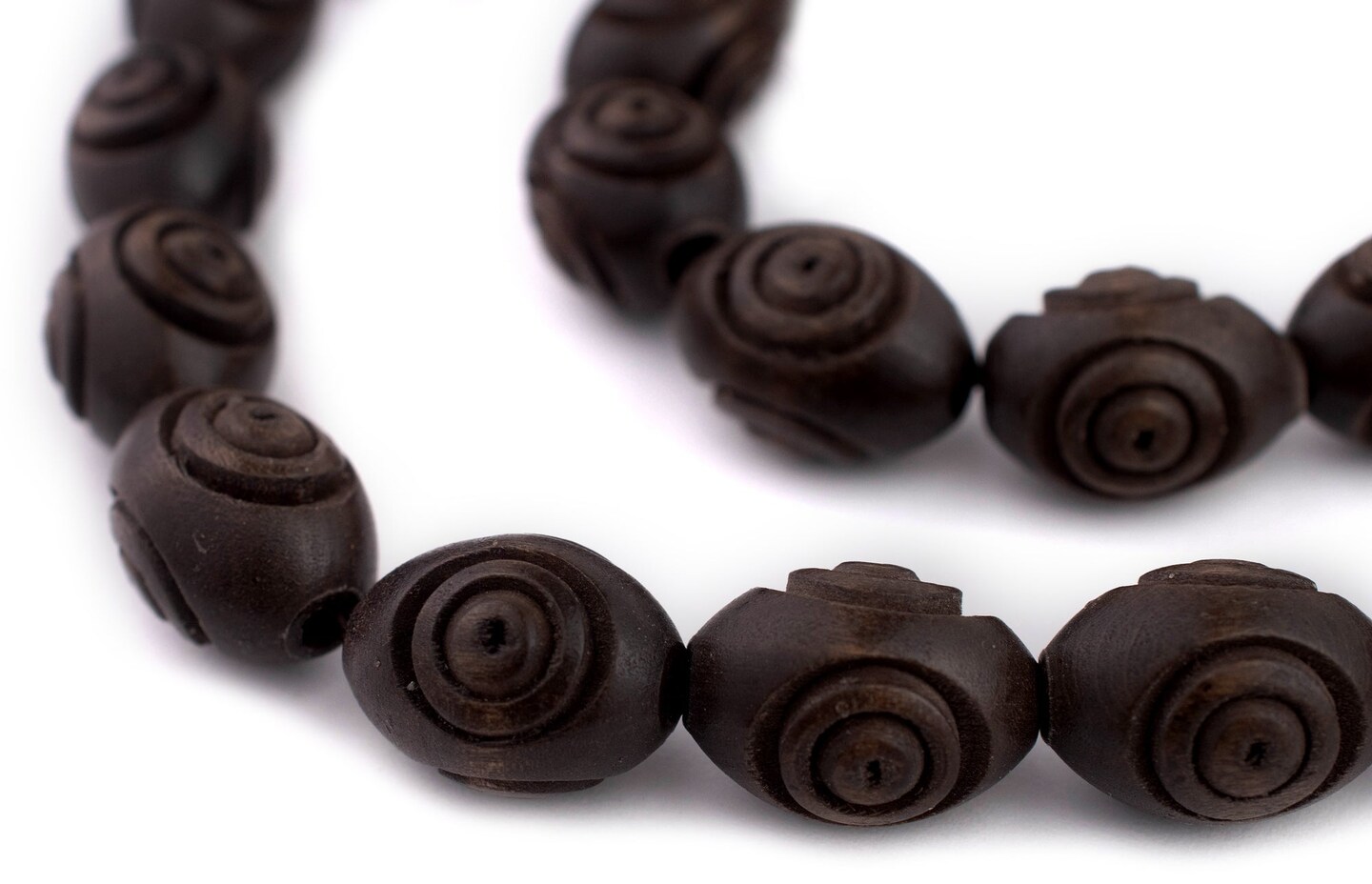 The Bead Chest Carved Vintage-Style Oval Olive Wood Beads from Bethlehem (20x14mm)