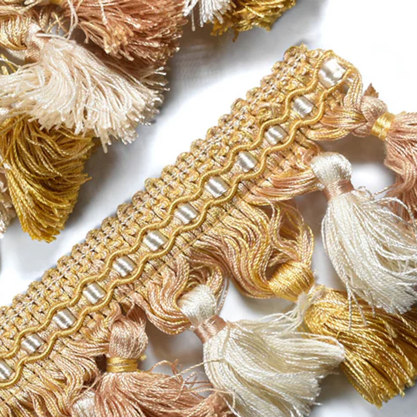 1 Yard Tri Color Tassel Trim Decorative Fringe for Curtains 36 Inch Width