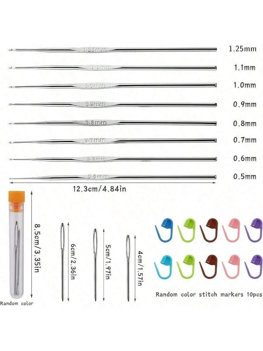 22-PCS Crochet Hooks Set, Ergonomic Crochet Hook Kit with Big Eye Needles and Stitch Markers