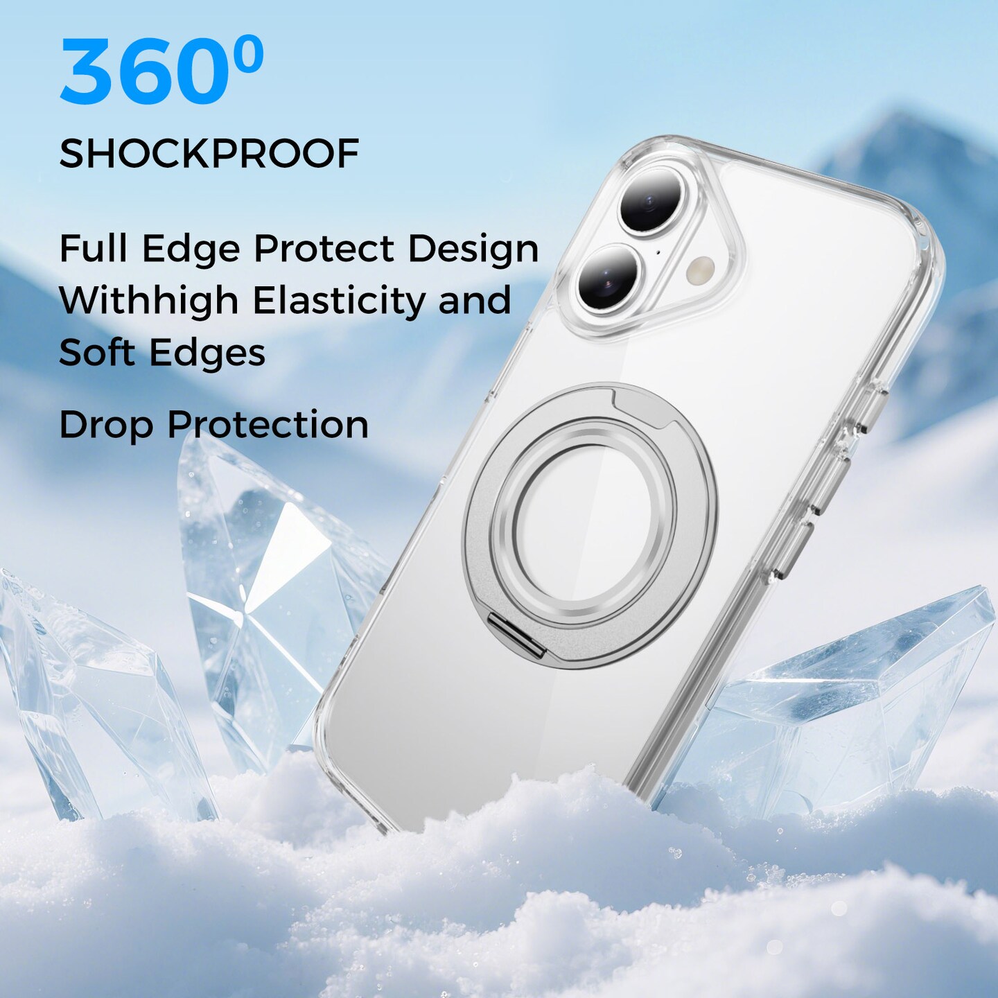 Clear Magnetic Case with Ring Stand for various Apple iPhone 17, 16, 15 Models, Fit for MagSafe, Shock Absorption Bumper, Soft Flexible TPU, Shock Resistant, Fingerprint Resistant, Protection