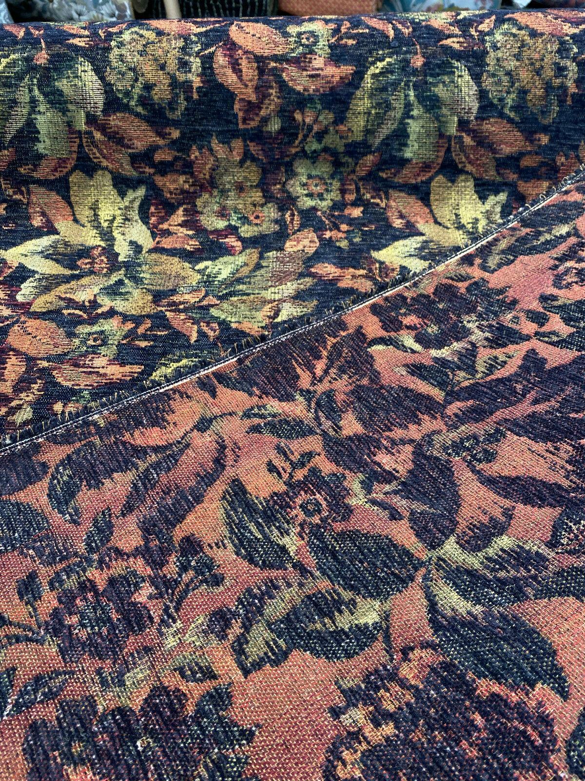 1 Yard Floral Chenille Upholstery Fabric Cotton Polyester 56 Inch Width