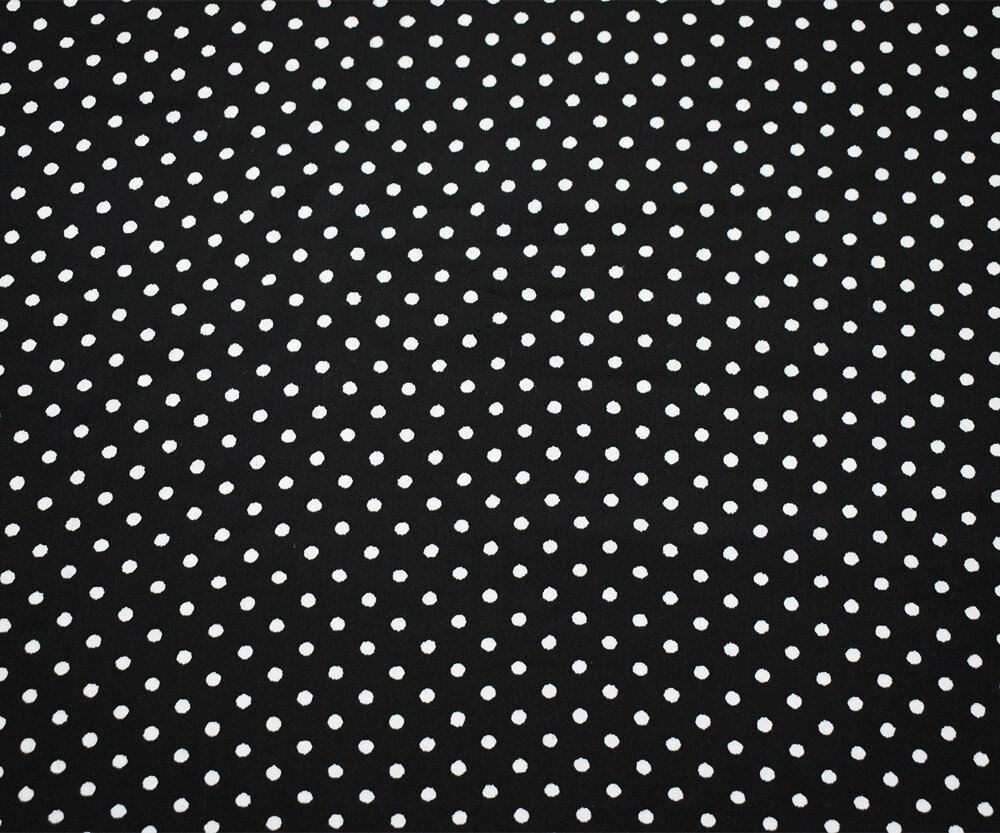 Black-White Polka Dot Printed Polyester Faille Woven Fabric By the Yard