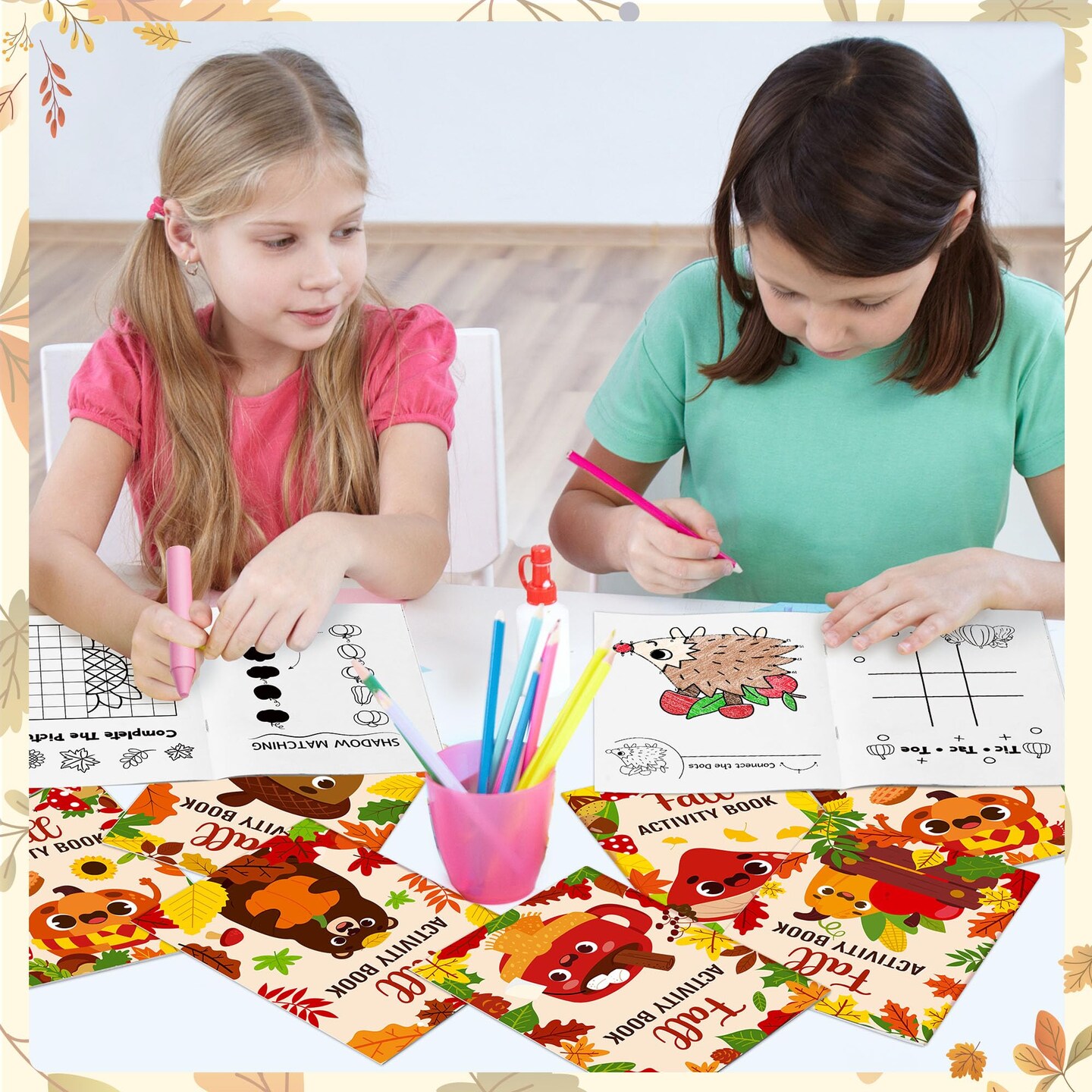 Fall Activity Books for Kids - 24Pcs Autumn Theme Mini Games Coloring Book Set Bulk DIY Art Drawing Mazes Word Search Word Scramble Games for Thanksgiving Halloween Party Goodie Bags Stuffers Favors