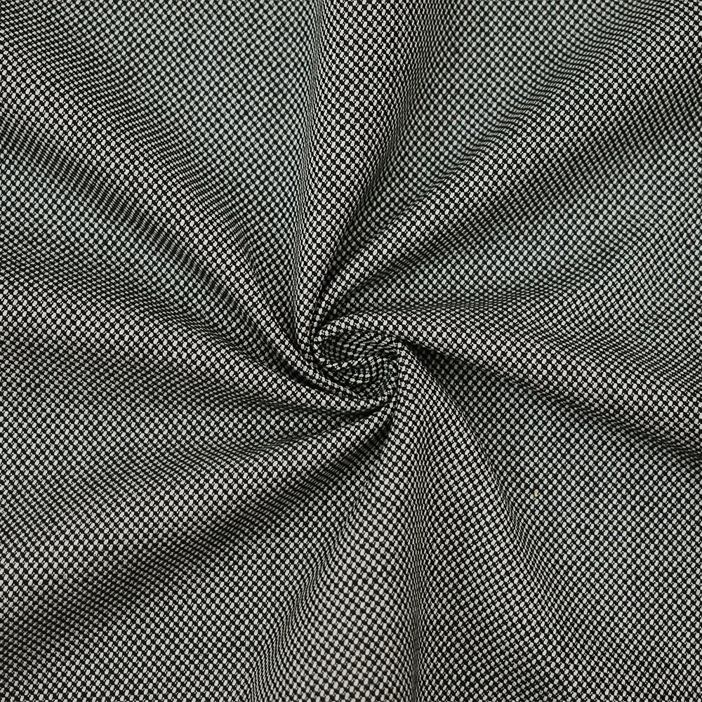 Black-White Wool Poly Dobby Woven Suiting Fabric By the Yard
