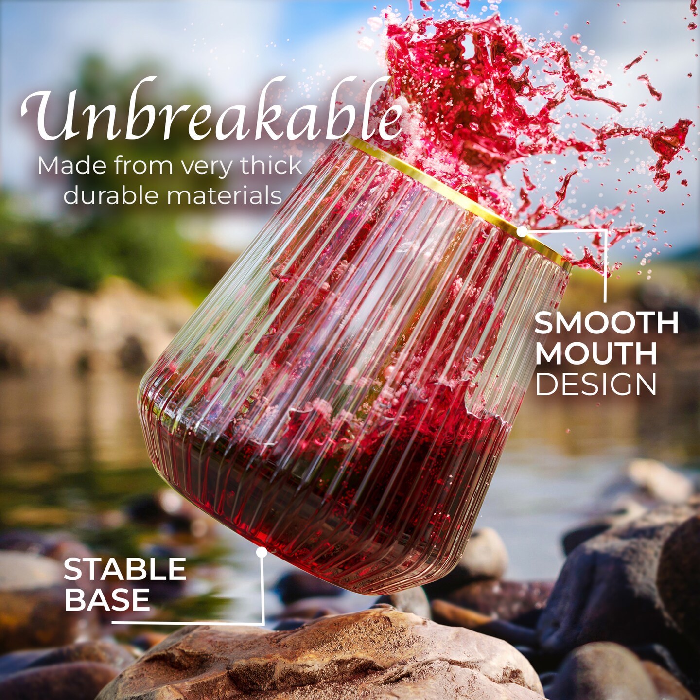 Exquisite Plastic Stemless Wine Glasses Disposable Wine Glasses 12 Oz Elegant Plastic Cups Reusable Durable Party Cups Disposable Cocktail Glass For Weddings & Events