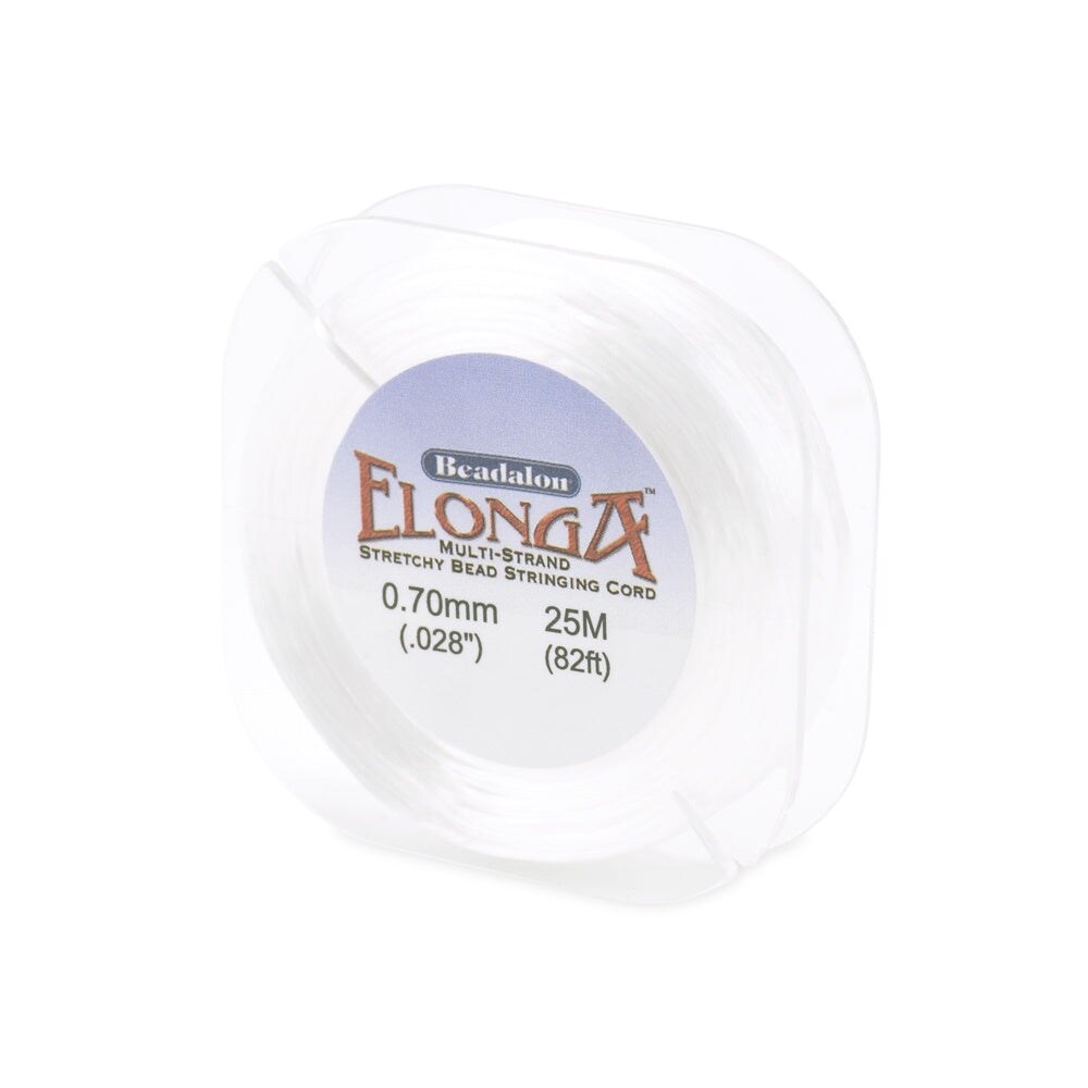 Elonga, Multi-Strand Gossamer Floss Stretch Cord, 0.7 mm (.028 in), White, 25 m