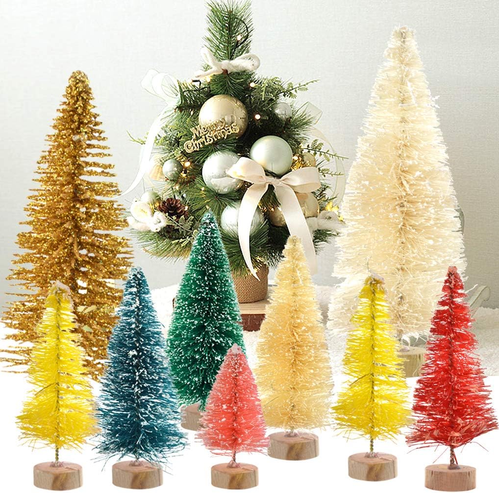 40Pcs Mini Pine Trees Artificial Mini Trees (Multicolor) 4"D x 0.02"W x 2"H