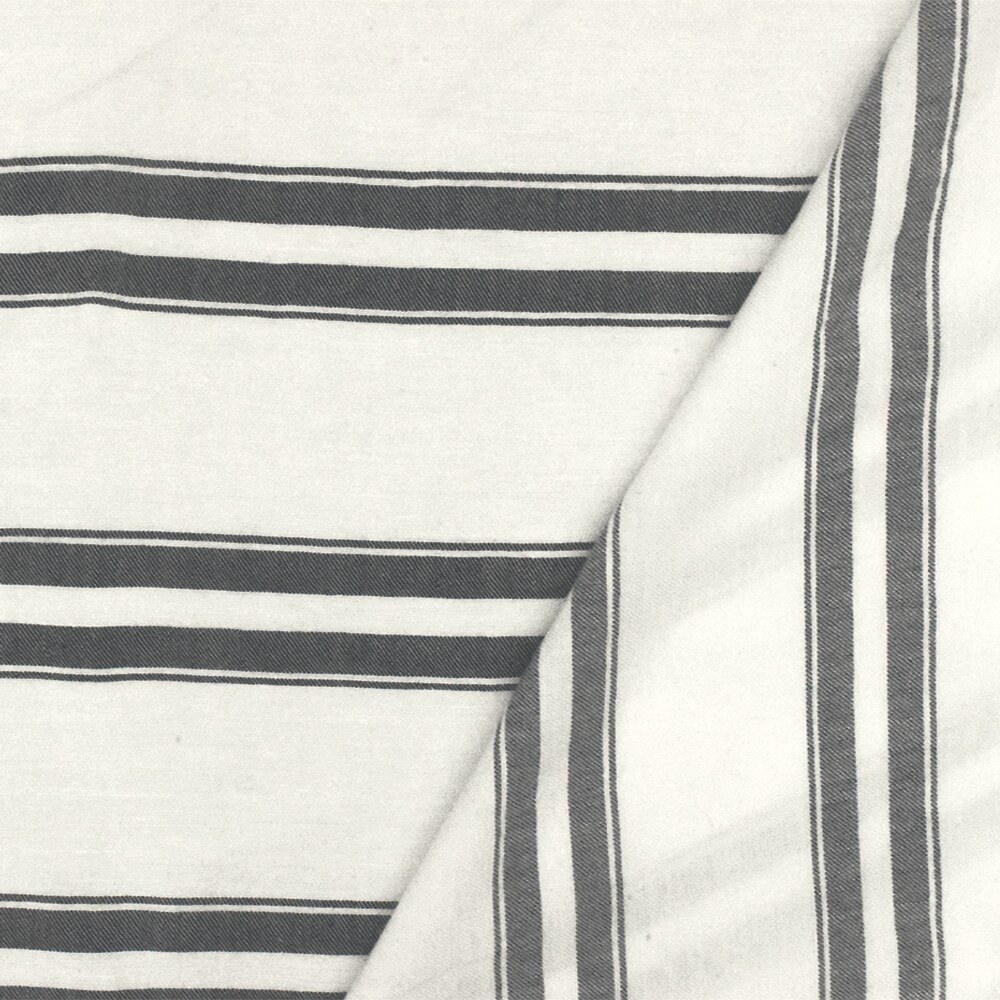 Blue-Ivory Famous Designer Stripe With Slub Texture Twill Woven Fabric By the Yard