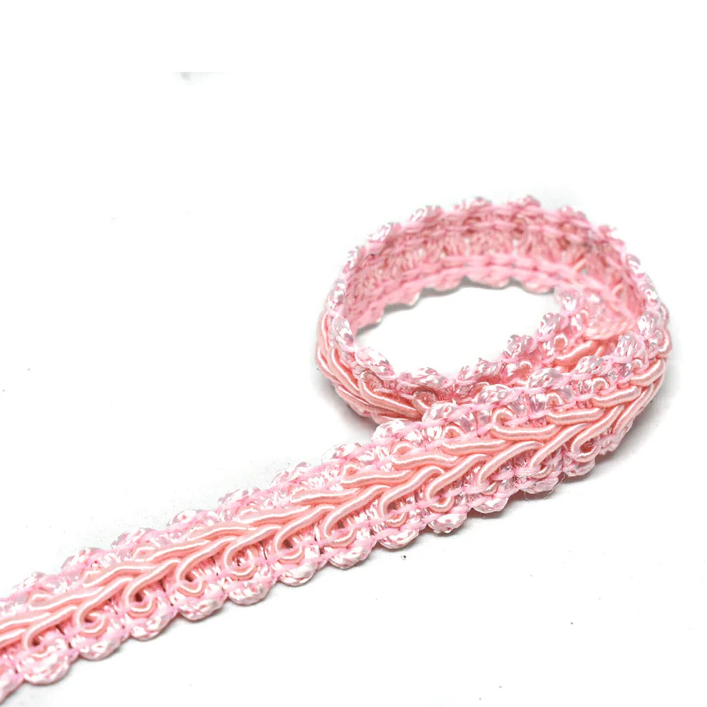 1 Yard Pink Floral Design Gimp Trim Decorative DIY Craft Ribbon 0.50 inch Width