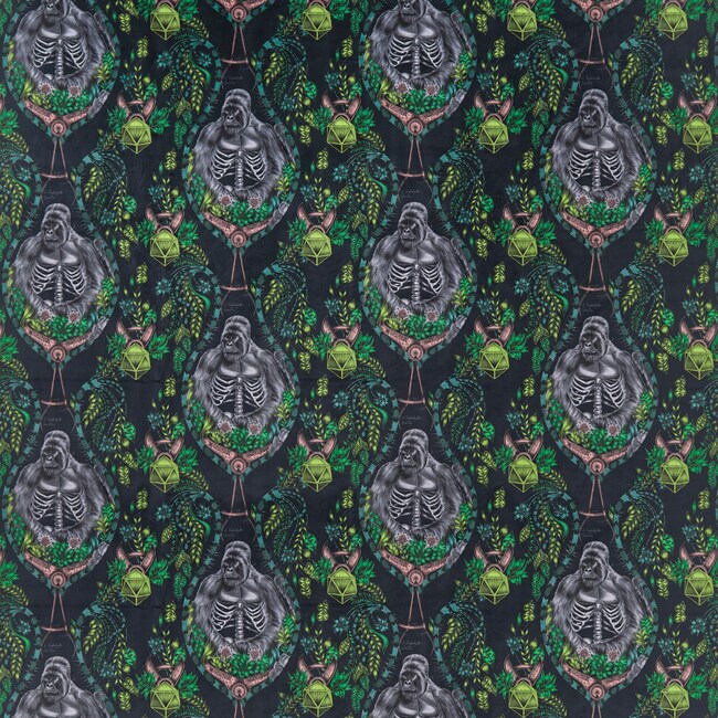 1 Yard Charcoal Silverback Velvet Polyester Animal Insect Fabric 55 inch Width