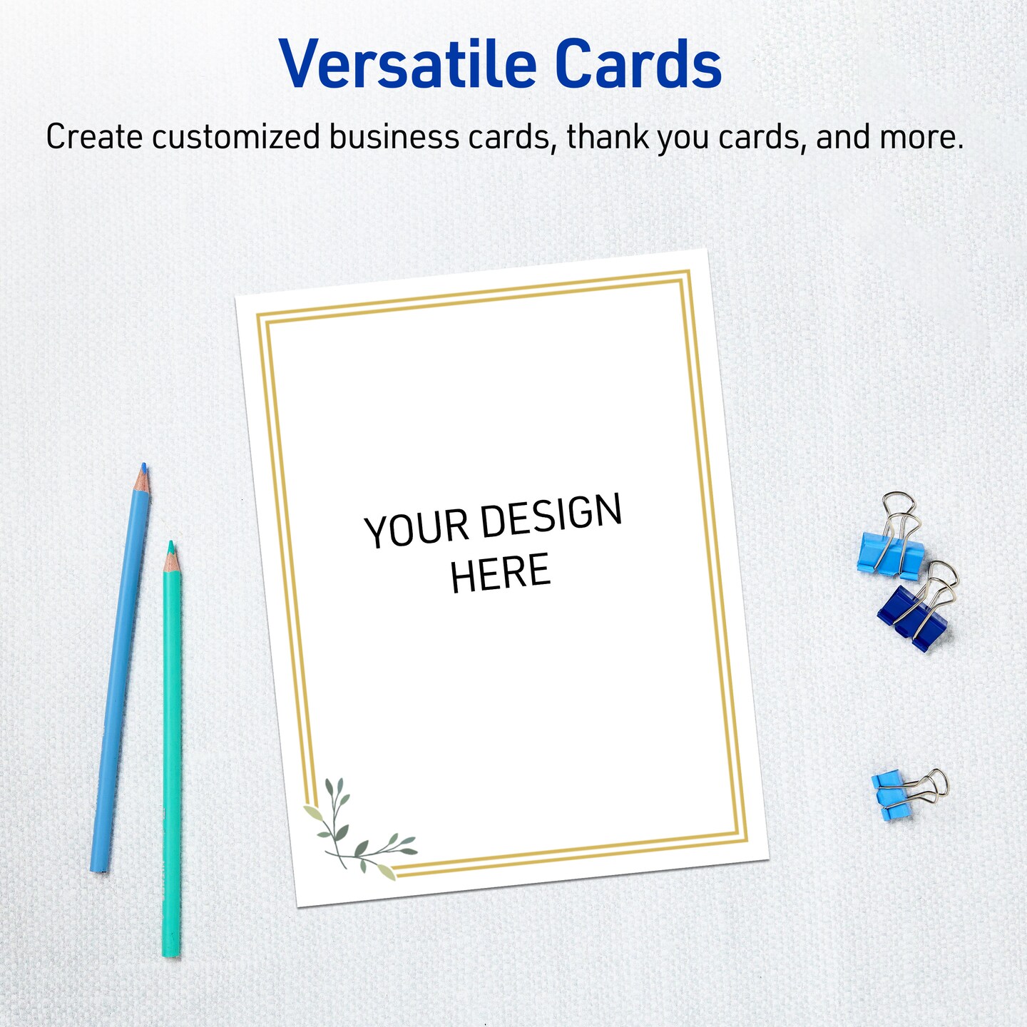 Avery Printable Full-Sheet Cardstock, Gold Double Border with Florals, 8.5" x 11", Matte White Full-Sheet Cardstock, Laser/Inkjet, 10ct, Great for Craft Cardstock Paper