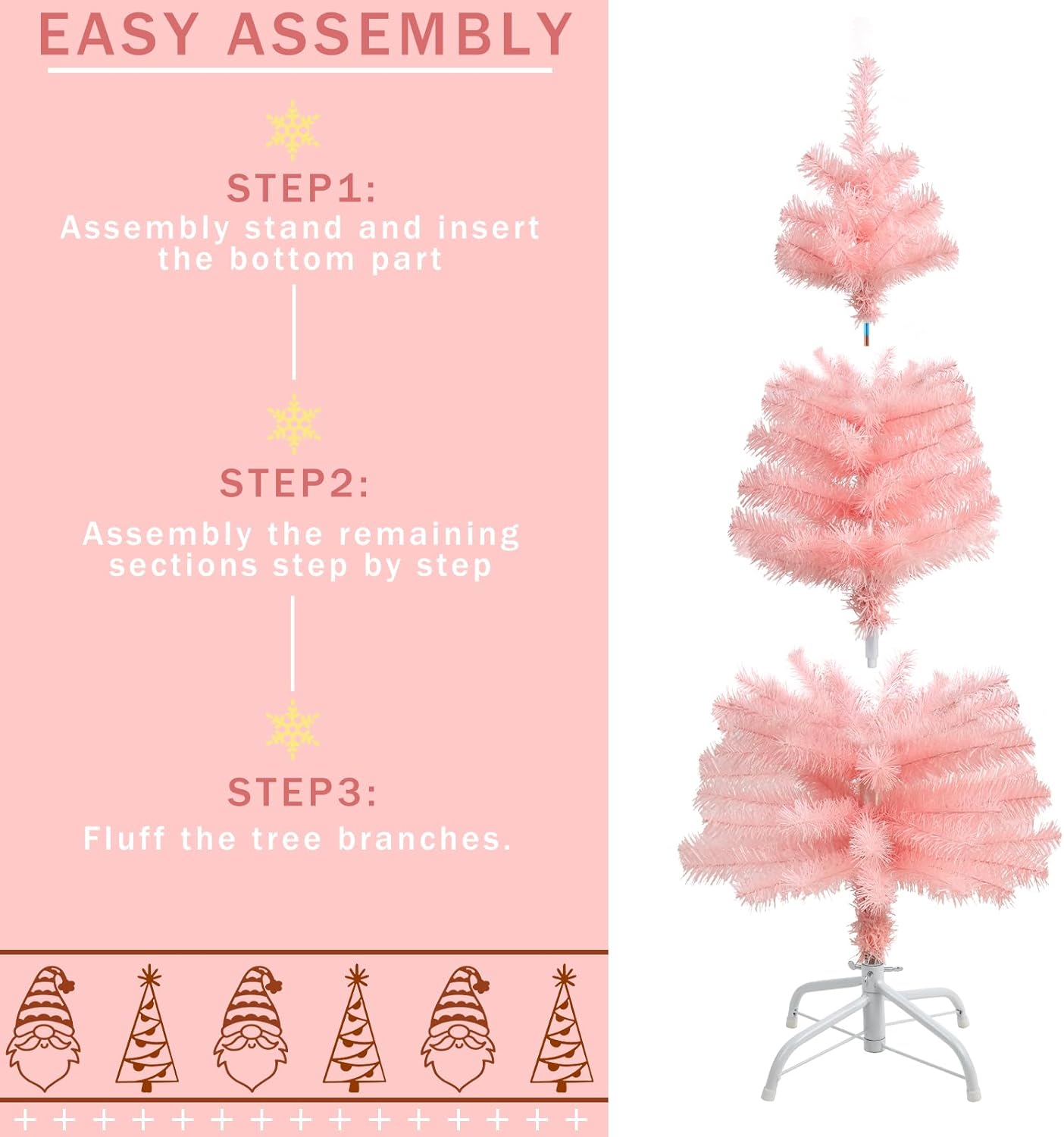 Pink Tabletop Hinged Christmas Tree (3ft Pink) 16&#x22;D x 16&#x22;W x 36&#x22;H